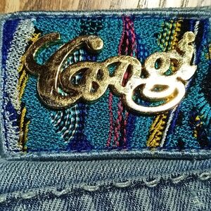 Coogi Y2K embroidered vintage Bermuda jean short zip fly light wash blue 11/12